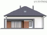 Y-212-1P проект одноэтажного дома из пенобетона с мансардой размером 12 на 11 - вид сзади
