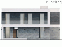 Y-213-1P проект двухэтажного дома из пенобетона размером 14 на 16 - вид спереди