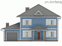 Y-215-1P проект двухэтажного коттеджа из газобетона с гаражом размером 14 на 11 - вид спереди