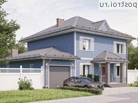 Y-215-1P проект двухэтажного коттеджа из газобетона с гаражом размером 14 на 11