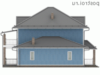 Y-215-1P проект двухэтажного коттеджа из газобетона с гаражом размером 14 на 11 - вид справа