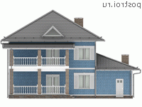 Y-215-1P проект двухэтажного коттеджа из газобетона с гаражом размером 14 на 11 - вид сзади