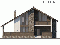 Y-217-1P проект двухэтажного дома из пенобетона размером 16 на 15 - вид спереди