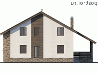 Y-217-1P проект двухэтажного дома из пенобетона размером 16 на 15 - вид сзади