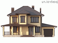 Y-219-1P проект двухэтажного дома из пенобетона с гаражом размером 15 на 13 - вид спереди