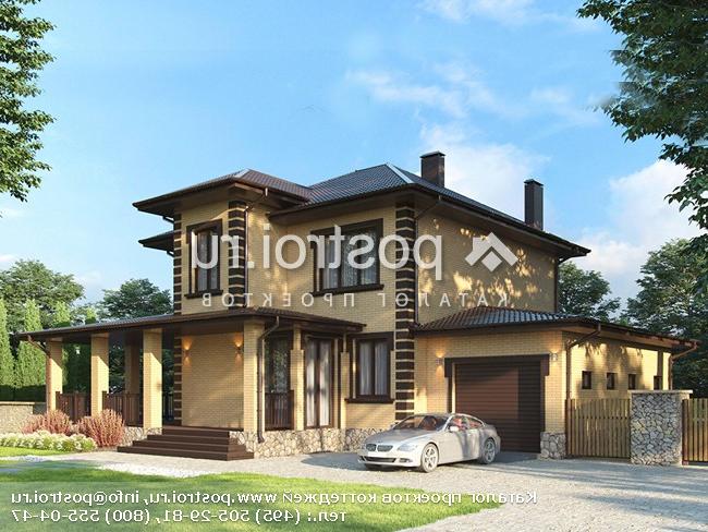 Y-219-1P проект двухэтажного дома из пенобетона с гаражом размером 15 на 13