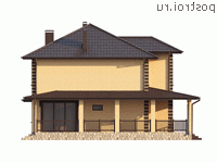 Y-219-1P проект двухэтажного дома из пенобетона с гаражом размером 15 на 13 - вид справа