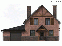 Y-223-1P проект двухэтажного коттеджа из газобетона с гаражом размером 15 на 13 - вид спереди