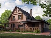 Y-223-1P проект двухэтажного коттеджа из газобетона с гаражом размером 15 на 13