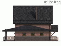 Y-223-1P проект двухэтажного коттеджа из газобетона с гаражом размером 15 на 13 - вид справа