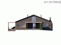 Y-227-1P проект одноэтажного коттеджа из газобетона размером 16 на 21  - вид сзади