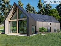 Y-234-1P проект одноэтажного дома из газобетона с мансардой размером 23 на 14 