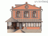 Y-245-1M проект двухэтажного монолитного дома с цоколем размером 12 на 15 - вид спереди