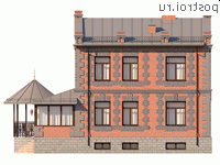 Y-245-1M проект двухэтажного монолитного дома с цоколем размером 12 на 15 - вид слева