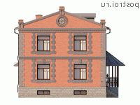 Y-245-1M проект двухэтажного монолитного дома с цоколем размером 12 на 15 - вид сзади