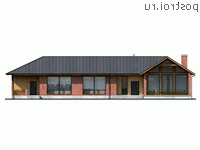 Y-247-1P проект одноэтажного дома из пеноблоков размером 27 на 24 - вид спереди