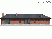 Y-247-1P проект одноэтажного дома из пеноблоков размером 27 на 24 - вид сзади