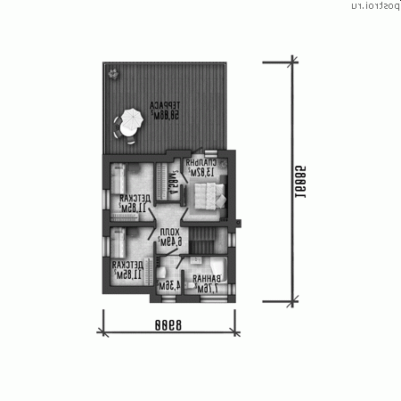 Y-250-1P проект двухэтажного коттеджа из пеноблоков с гаражом размером 15 на 24 - 2-й этаж