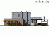 Y-250-1P проект двухэтажного коттеджа из пеноблоков с гаражом размером 15 на 24 - вид слева