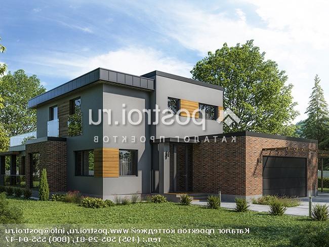 Y-250-1P проект двухэтажного коттеджа из пеноблоков с гаражом размером 15 на 24