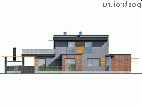 Y-250-1P проект двухэтажного коттеджа из пеноблоков с гаражом размером 15 на 24 - вид справа