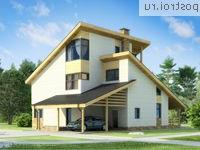 Y-258-1S проект двухэтажного каркасного коттеджа с мансардой и гаражом размером 17 на 13 