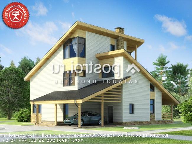 Y-258-1S проект двухэтажного каркасного коттеджа с мансардой и гаражом размером 17 на 13 