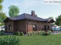 Y-261-1P проект одноэтажного дома из пеноблоков с цоколем размером 18 на 19 