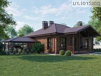 Y-261-1P проект одноэтажного дома из пеноблоков с цоколем размером 18 на 19 