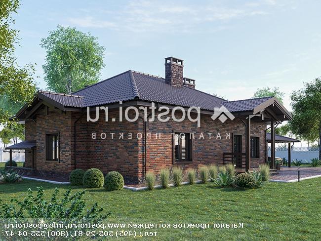 Y-261-1P проект одноэтажного дома из пеноблоков с цоколем размером 18 на 19 