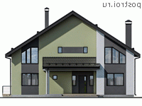 Y-264-1P проект двухэтажного дома из пеноблоков размером 15 на 13  - вид спереди