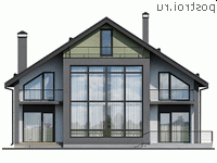 Y-264-1P проект двухэтажного дома из пеноблоков размером 15 на 13  - вид сзади