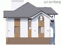 Y-267-1P проект двухэтажного дома из пеноблоков с цоколем размером 11 на 13 - вид справа