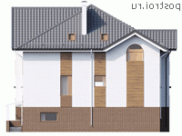 Y-267-1P проект двухэтажного дома из пеноблоков с цоколем размером 11 на 13 - вид сзади