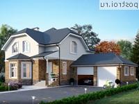 Y-274-1P проект двухэтажного дома из пеноблоков с цоколем и гаражом размером 19 на 12