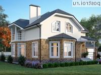 Y-274-1P проект двухэтажного дома из пеноблоков с цоколем и гаражом размером 19 на 12