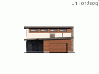 Y-284-1P проект двухэтажного дома из пеноблоков с гаражом размером 25 на 13 - вид спереди