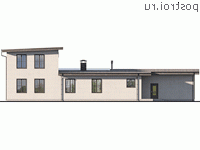 Y-284-1P проект двухэтажного дома из пеноблоков с гаражом размером 25 на 13 - вид справа