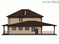 Y-293-1P проект двухэтажного дома из пеноблоков с гаражом размером 18 на 17 - вид слева