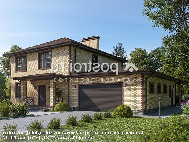 Y-293-1P проект двухэтажного дома из пеноблоков с гаражом размером 18 на 17