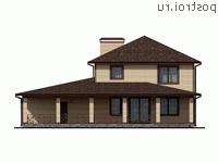 Y-293-1P проект двухэтажного дома из пеноблоков с гаражом размером 18 на 17 - вид сзади