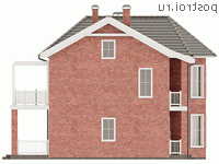 Y-307-1P проект трехэтажного коттеджа из пенобетона размером 12 на 14 - вид справа