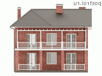 Y-307-1P проект трехэтажного коттеджа из пенобетона размером 12 на 14 - вид сзади