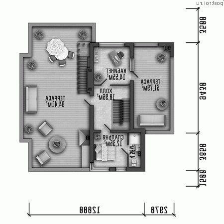 Y-317-1P проект трехэтажного дома из пенобетона размером 15 на 18 - 2-й этаж