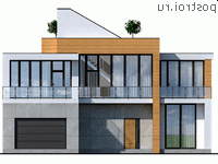 Y-362-1P проект трехэтажного дома из газобетона с гаражом размером 16 на 16 - вид спереди Y-362-1P проект трехэтажного дома из газобетона с гаражом размером 16 на 16 - вид спереди