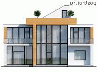 Y-362-1P проект трехэтажного дома из газобетона с гаражом размером 16 на 16 - вид сзади Y-362-1P проект трехэтажного дома из газобетона с гаражом размером 16 на 16 - вид сзади