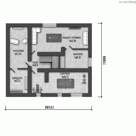 Y-428-1P проект двухэтажного дома из газобетона с цоколем и гаражом размером 20 на 17 - цоколь