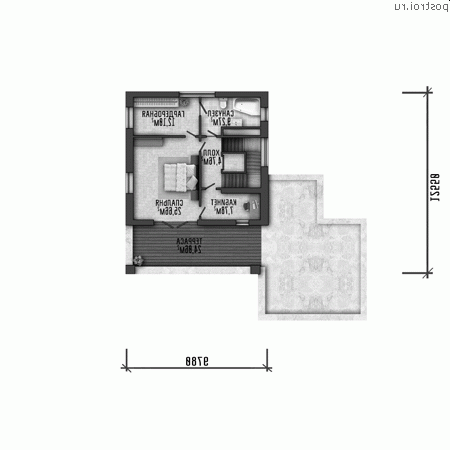 Y-446-1P проект трехэтажного дома из газобетона с гаражом размером 20 на 25 - 3-й этаж