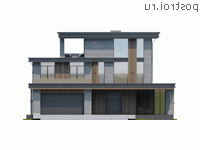 Y-446-1P проект трехэтажного дома из газобетона с гаражом размером 20 на 25 - вид спереди