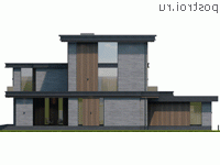 Y-446-1P проект трехэтажного дома из газобетона с гаражом размером 20 на 25 - вид слева